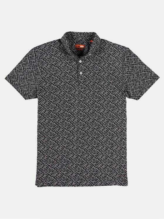emilio adani Herren Baumwoll-Poloshirt mit Jacquard-Struktur Schwarz 29888