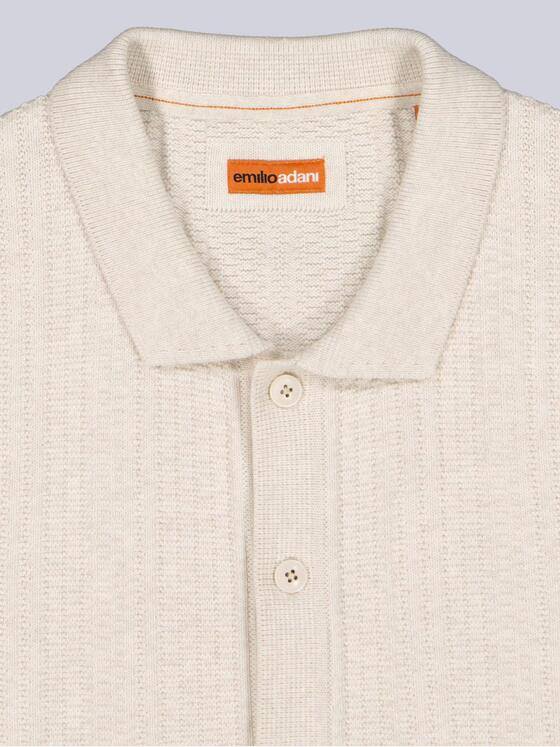 emilio adani Herren Strick-Polo mit Knopfleiste Beige 40557