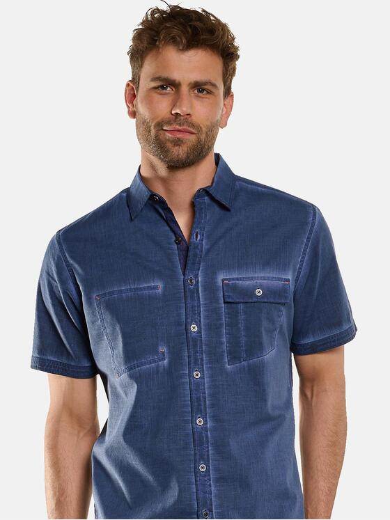 engbers Herren Kurzarm-Hemd uni Blau 33042