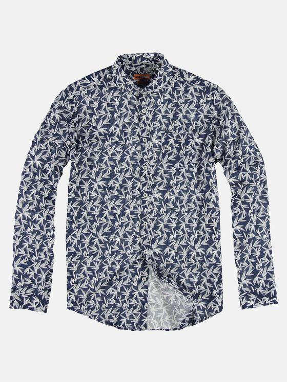 emilio adani Herren All-Over-Print-Hemd Blau 31328