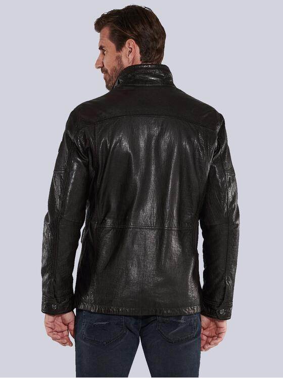 ENGBERS GERMANY Herren Lederjacke mit innovativer Warenoberfläche Braun 35440