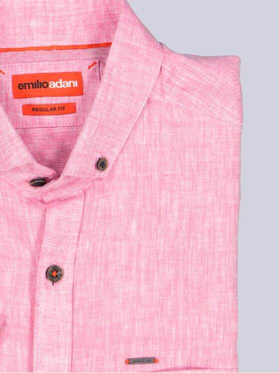 emilio adani Herren Kurzarm-Hemd aus Leinen Rot 38596