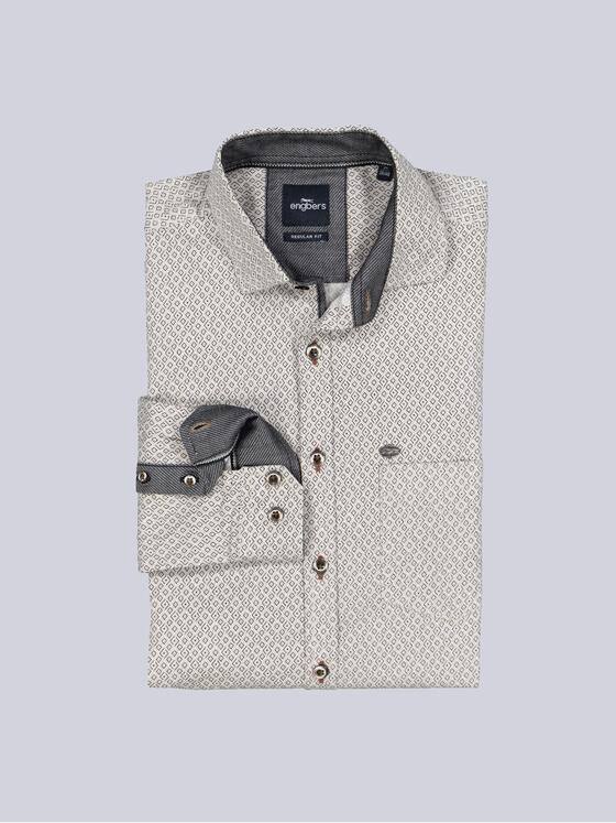 engbers Herren Langarm-Hemd gemustert Beige 35329