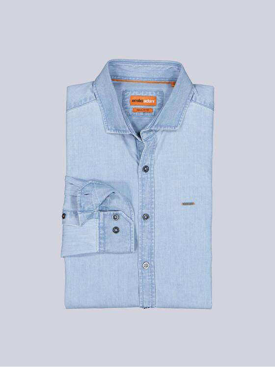emilio adani Herren Hemd aus Soft-Denim Hellblau 40662