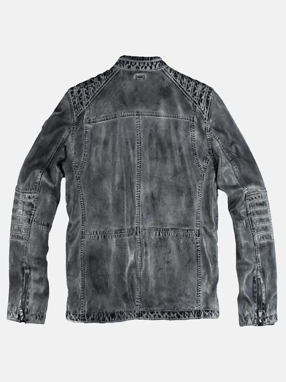 engbers Herren Lederjacke im Bikerstyle Grau 31748