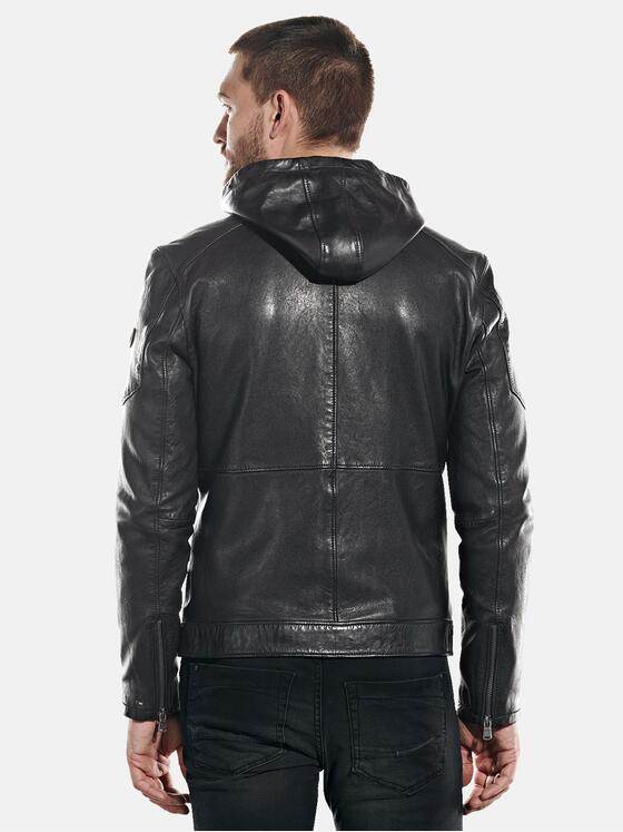 emilio adani Herren Lederjacke Schwarz 31761