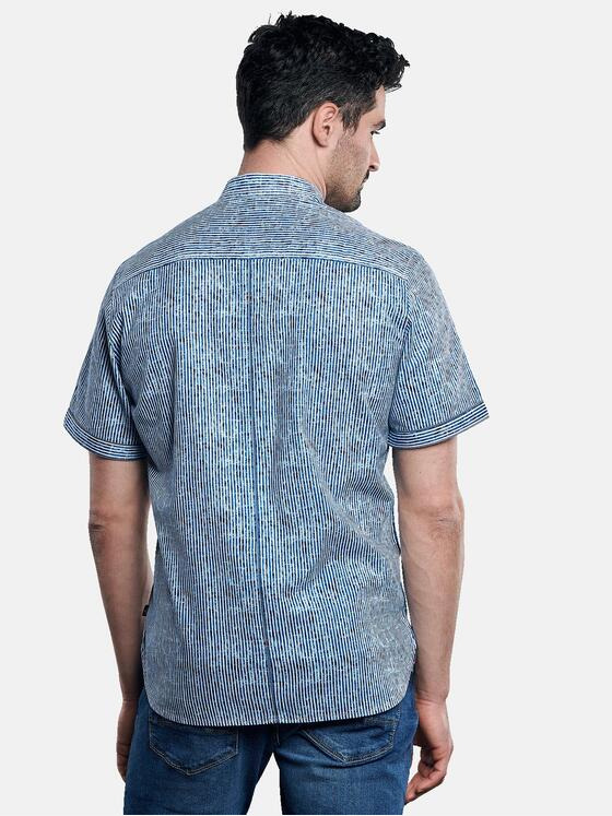 engbers Herren Kurzarmhemd aus Leinen Indigoblau 31302