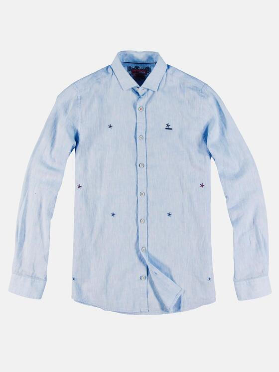 emilio adani Herren Modisches Halb-Leinenhemd Blau 29925