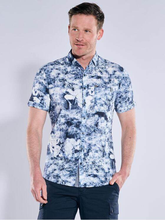 engbers Herren Kurzarm-Hemd gemustert Marineblau 39029