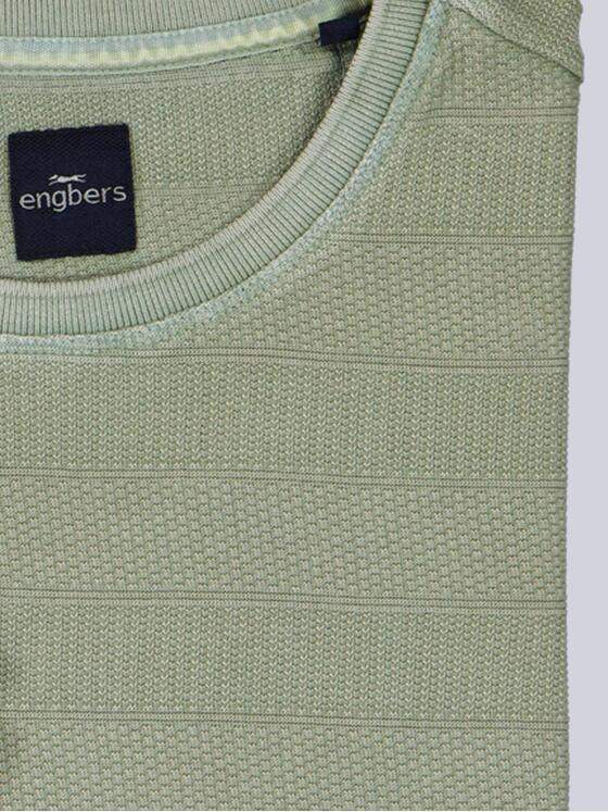 engbers Herren Strukturiertes T-Shirt im Streifendesign Gruen 40499