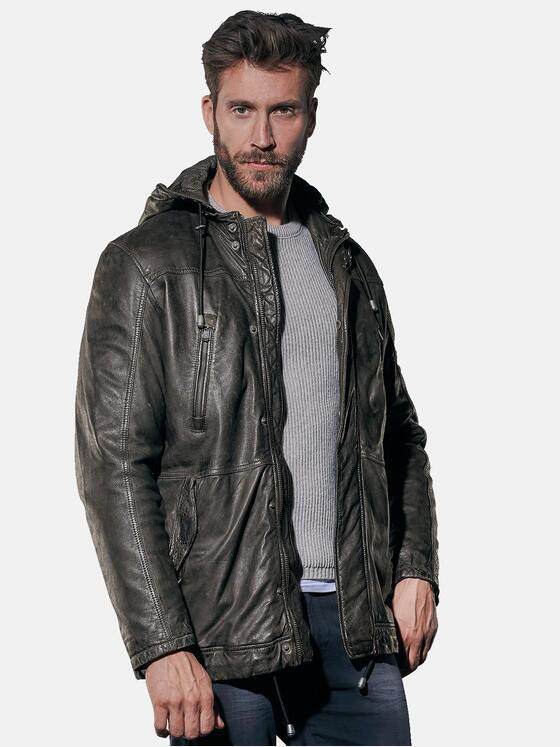 emilio adani Herren Lederjacke Schwarzbraun 30773