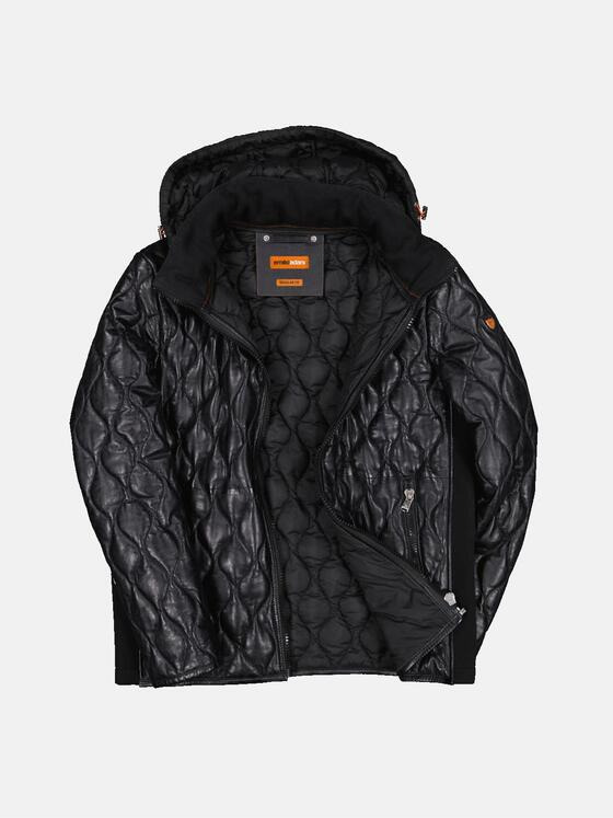 emilio adani Herren Lederjacke mit neuer Steppvariante Schwarz 33317