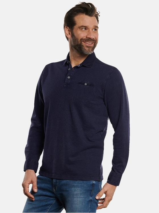 engbers Herren Poloshirt langarm Blau 32786