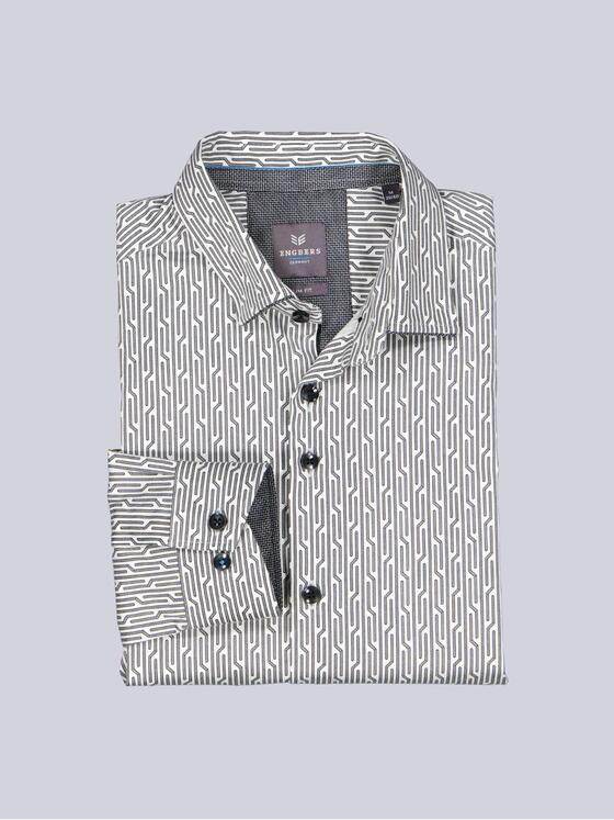 ENGBERS GERMANY Herren Langarm-Hemd in Satin-Warenqualität Schwarz 39190