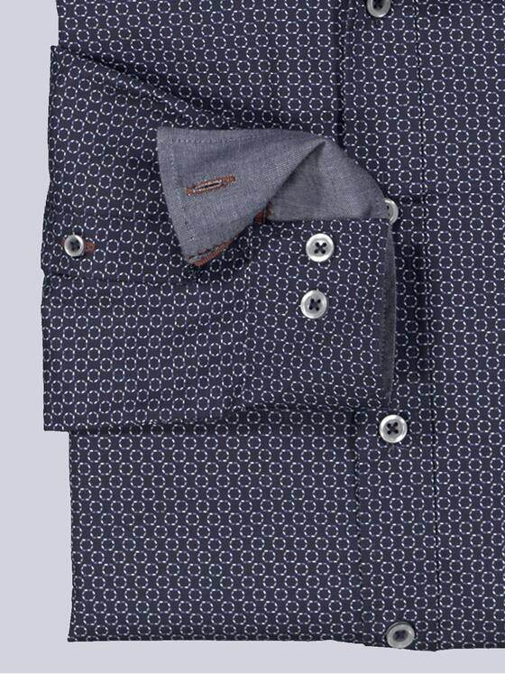 engbers Herren Langarm-Hemd gemustert Blau 36165