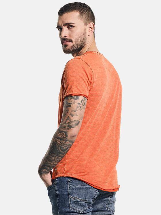 emilio adani Herren Streifenshirt aus softem Slub-Jersey Orange 31139