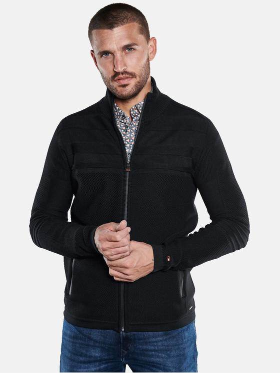 emilio adani Herren Cardigan strukturiert Schwarz 33810