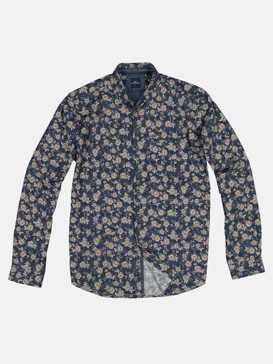 engbers Herren Langarm-Hemd mit All-Over-Print Braunbeige 32468