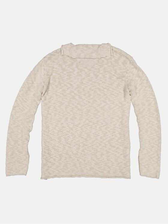 emilio adani Herren Strick-Pullover mit Kragen Beige 32693