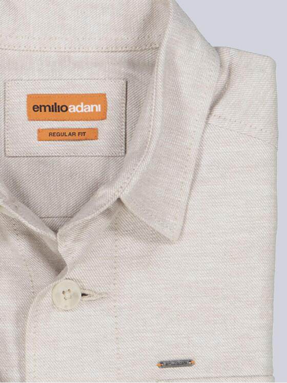 emilio adani Herren Overshirt mit Leinenanteil Beige 38765