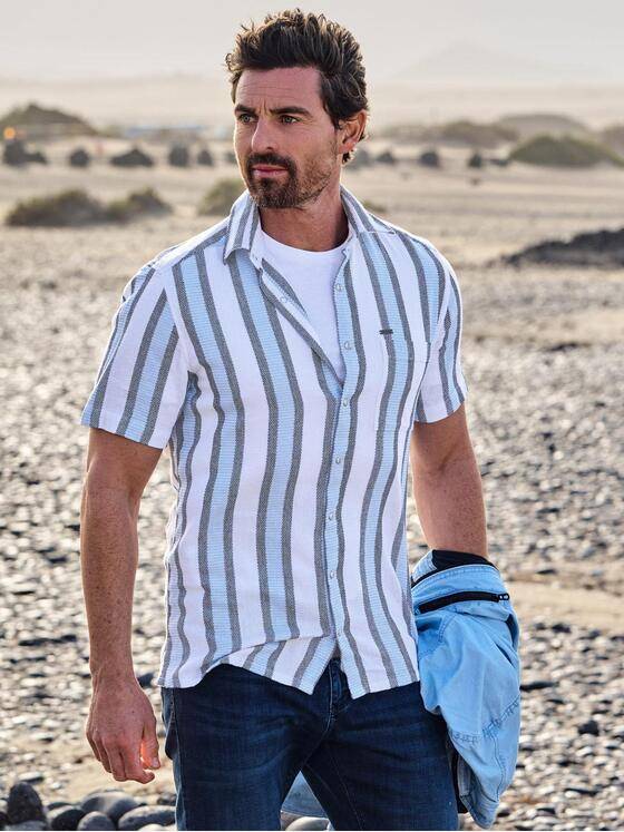 engbers Herren Luftiges Leno-Baumwollhemd Hellblau 40302