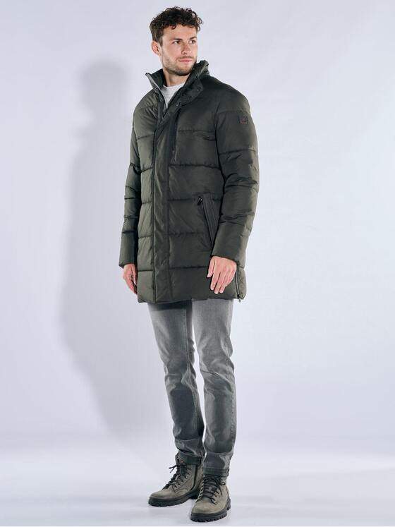 emilio adani Herren Mantel mit abnehmbarer Kapuze Oliv 39526