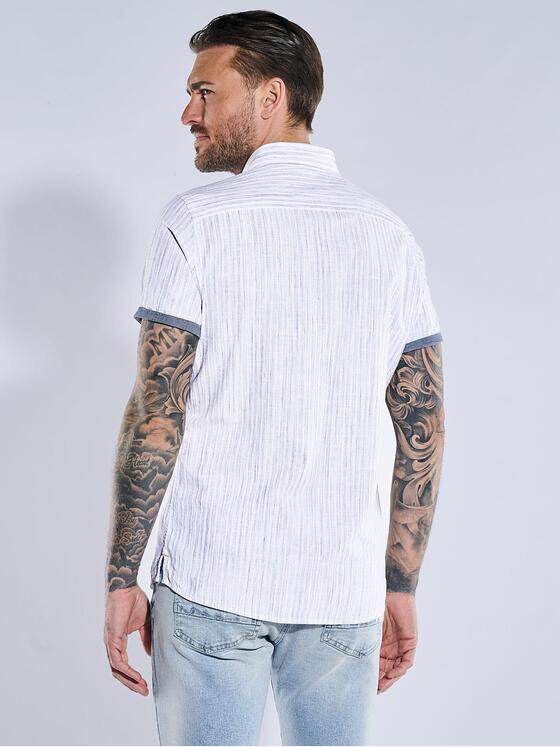 emilio adani Herren Kurzarm-Hemd gestreift Blau 38897