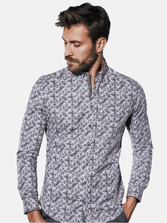 emilio adani Herren Bedrucktes Langarmhemd Rot 30814