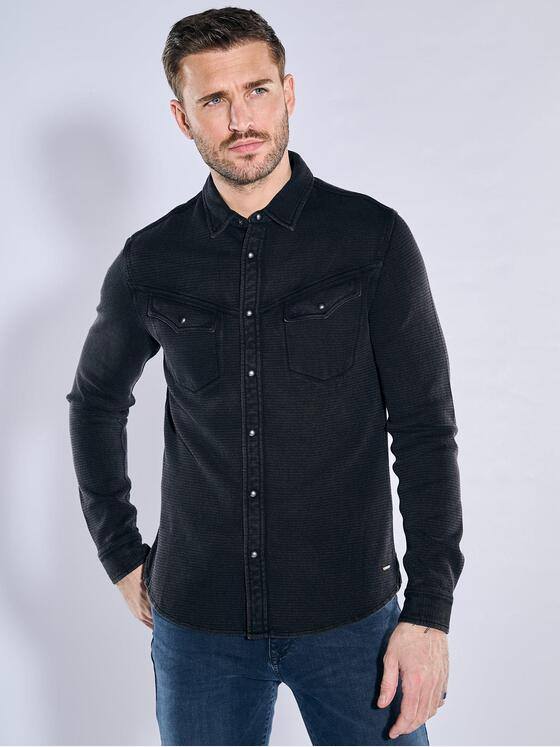 emilio adani Herren Overshirt strukturiert Schwarz 38433