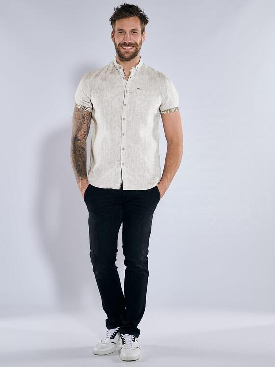 emilio adani Herren Kurzarm-Hemd uni Beige 36856