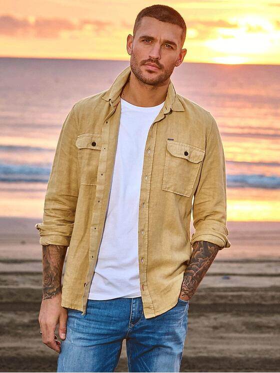 emilio adani Herren Langarm-Hemd slim fit Safrangelb 38640