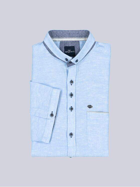engbers Herren Kurzarm-Hemd mit Leinenanteil Brilliantblau 38379
