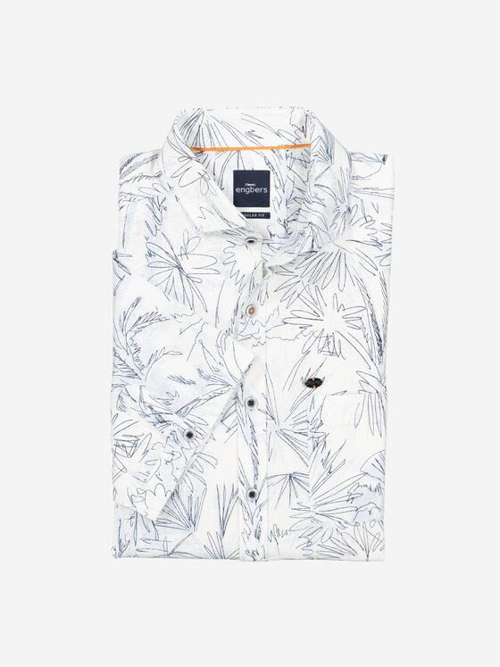 engbers Herren Kurzarm-Hemd mit Leinenanteil Blau 37099