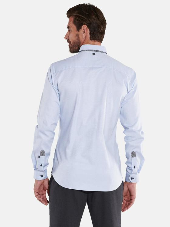 ENGBERS GERMANY Herren Langarm-Hemd mit wertiger Struktur Blau 35282