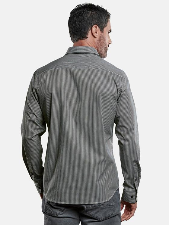 engbers Herren Streifenhemd Vollzwirn Schwarz 28961