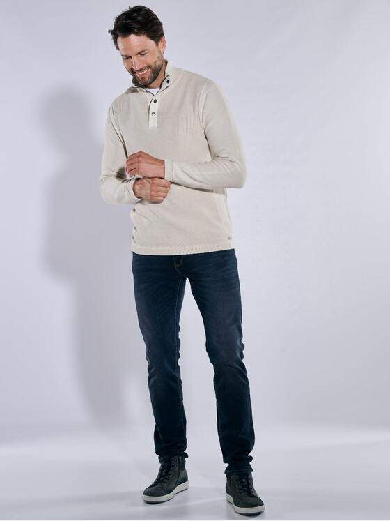 engbers Herren Strickpullover mit Troyerkragen Braunbeige 38150