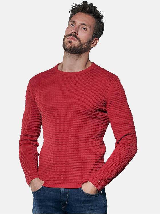 emilio adani Herren Strukturierter Rundhalspullover Rot 30954