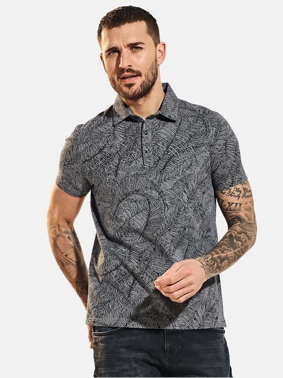 emilio adani Herren Poloshirt gemustert Blau 31704