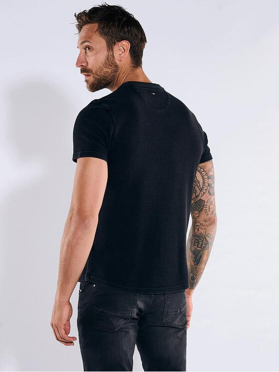 emilio adani Herren T-Shirt uni Schwarz 36804