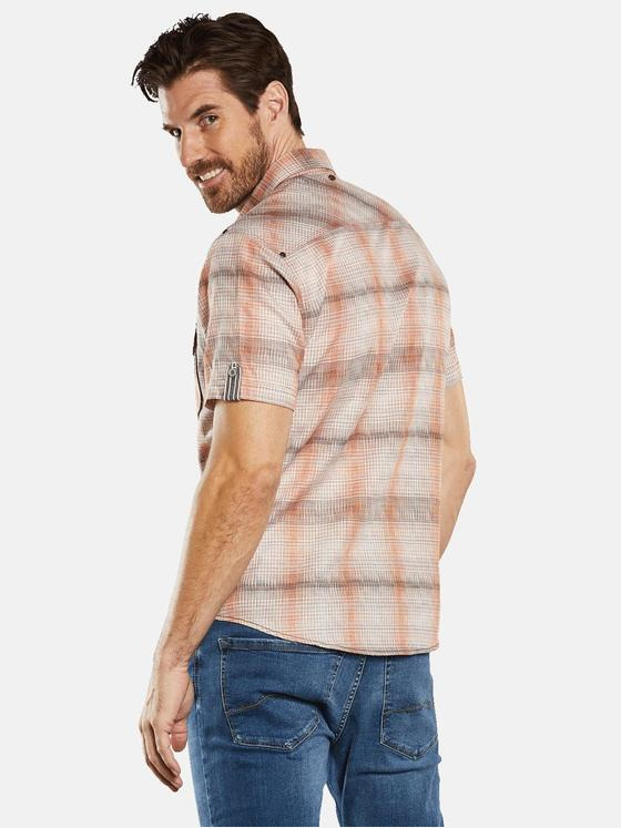 engbers Herren Kurzarm-Hemd kariert Orange 34465