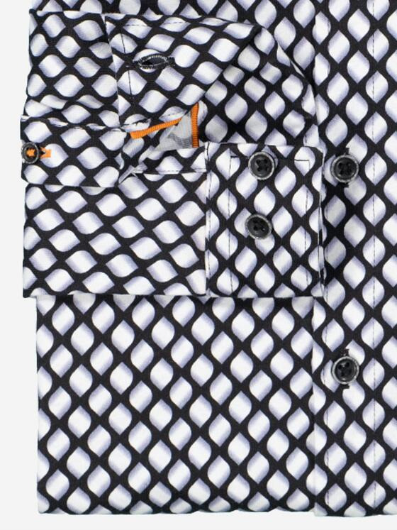 emilio adani Herren Langarm-Hemd slim fit Schwarz 37321