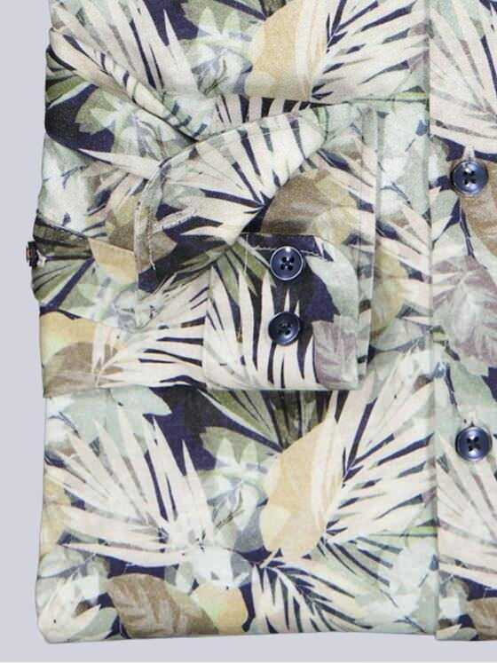 emilio adani Herren Jerseyhemd mit tropischem Print Beige 40566