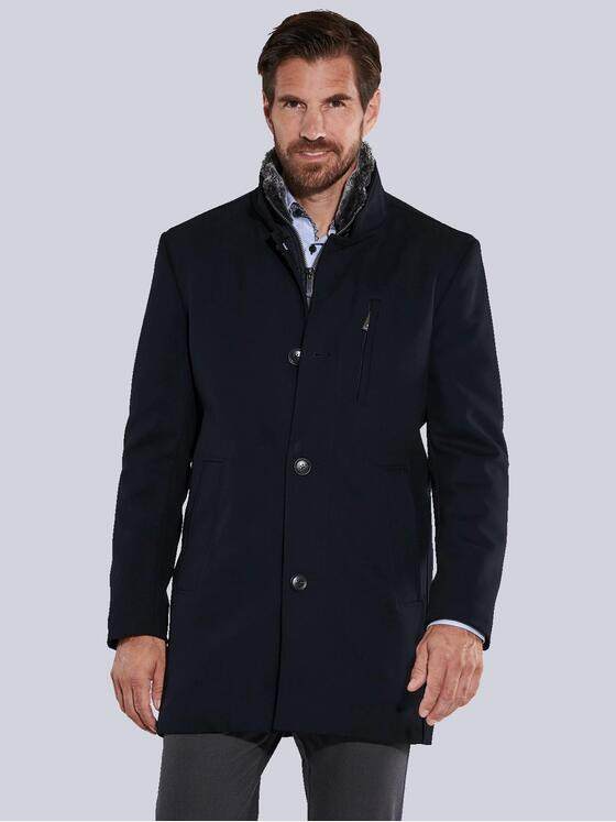 ENGBERS GERMANY Herren Mantel mit Kragen in Pelzoptik Blau 35505