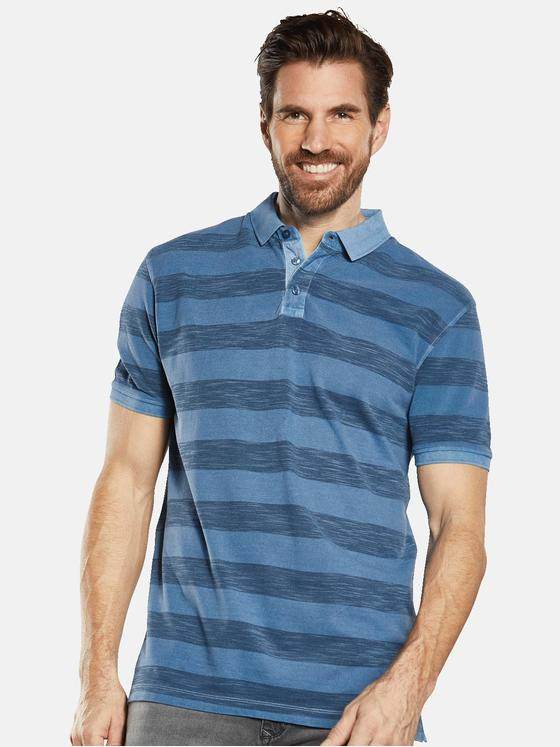 engbers Herren Polo-Shirt gestreift Petrolblau 34824