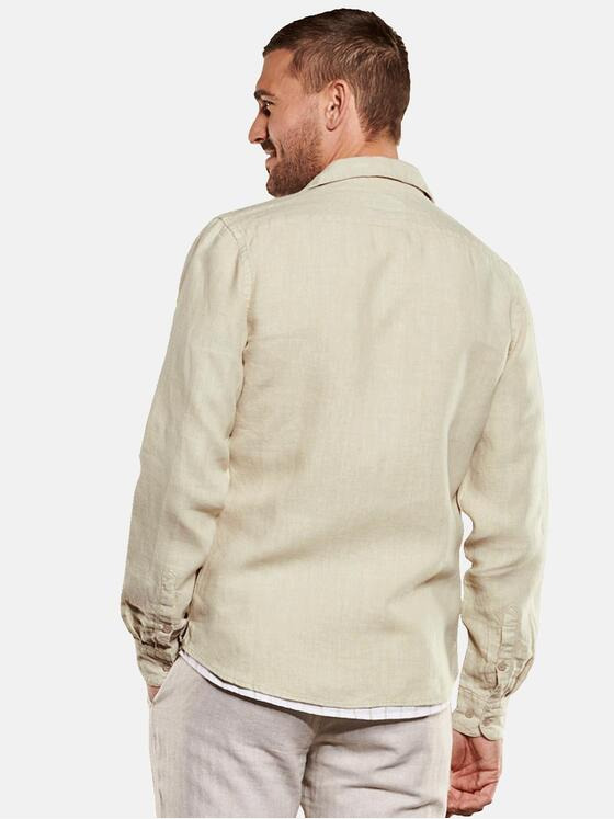 emilio adani Herren Langarm-Hemd aus Leinen Beige 34468
