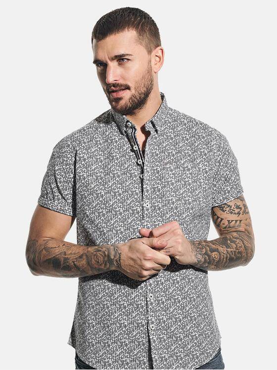 emilio adani Herren Hemd mit sommerlichem All-Over-Print Blau 31238