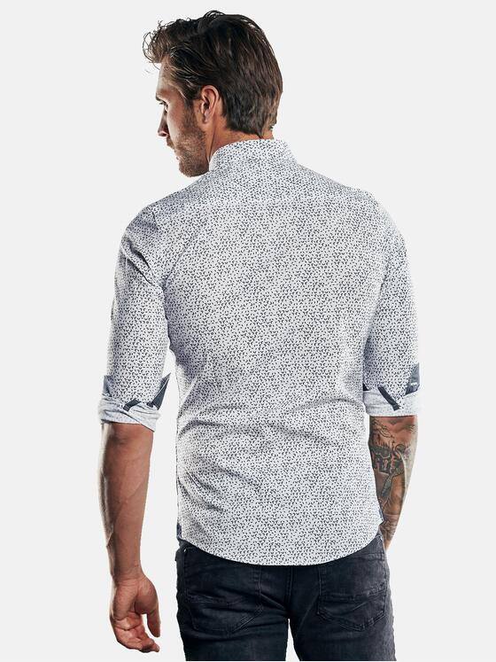 emilio adani Herren Langarmhemd mit Print Weiß 30328