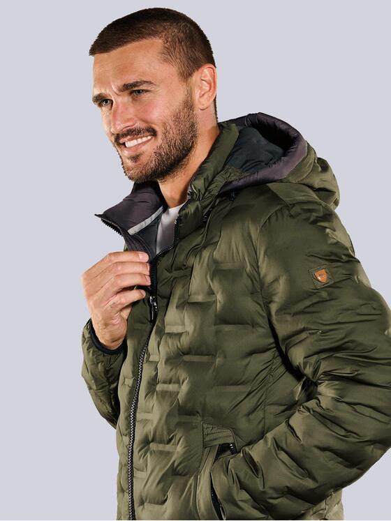 emilio adani Herren Steppjacke mit abnehmbarer Kapuze Grün 35199