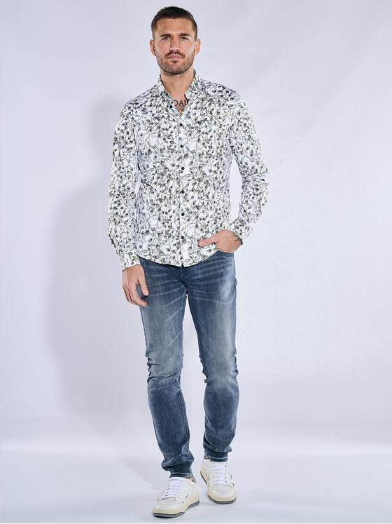 emilio adani Herren Langarm-Hemd slim fit Grün 38345
