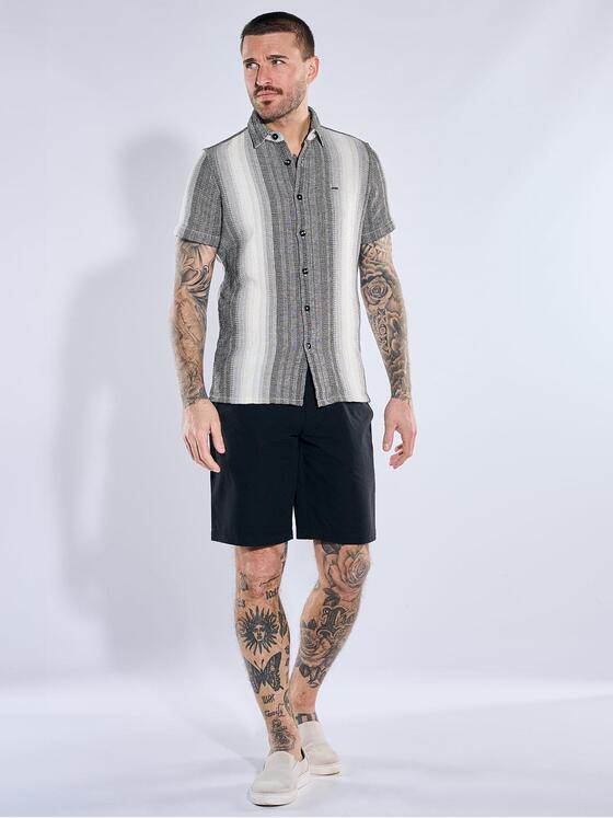 emilio adani Herren Kurzarmhemd aus Leno-Material Grau 40680